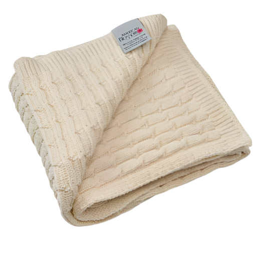 organic cotton knitted baby blanket made in the USA