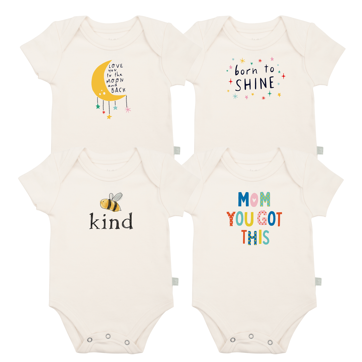 Organic Graphic Bodysuit Set | inspiring 4 pack + 1 free