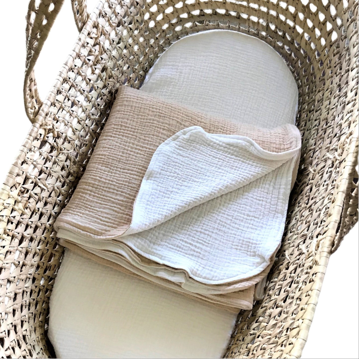 Moses Basket with Organic Cotton Double Gauze Set - Nature's Crib