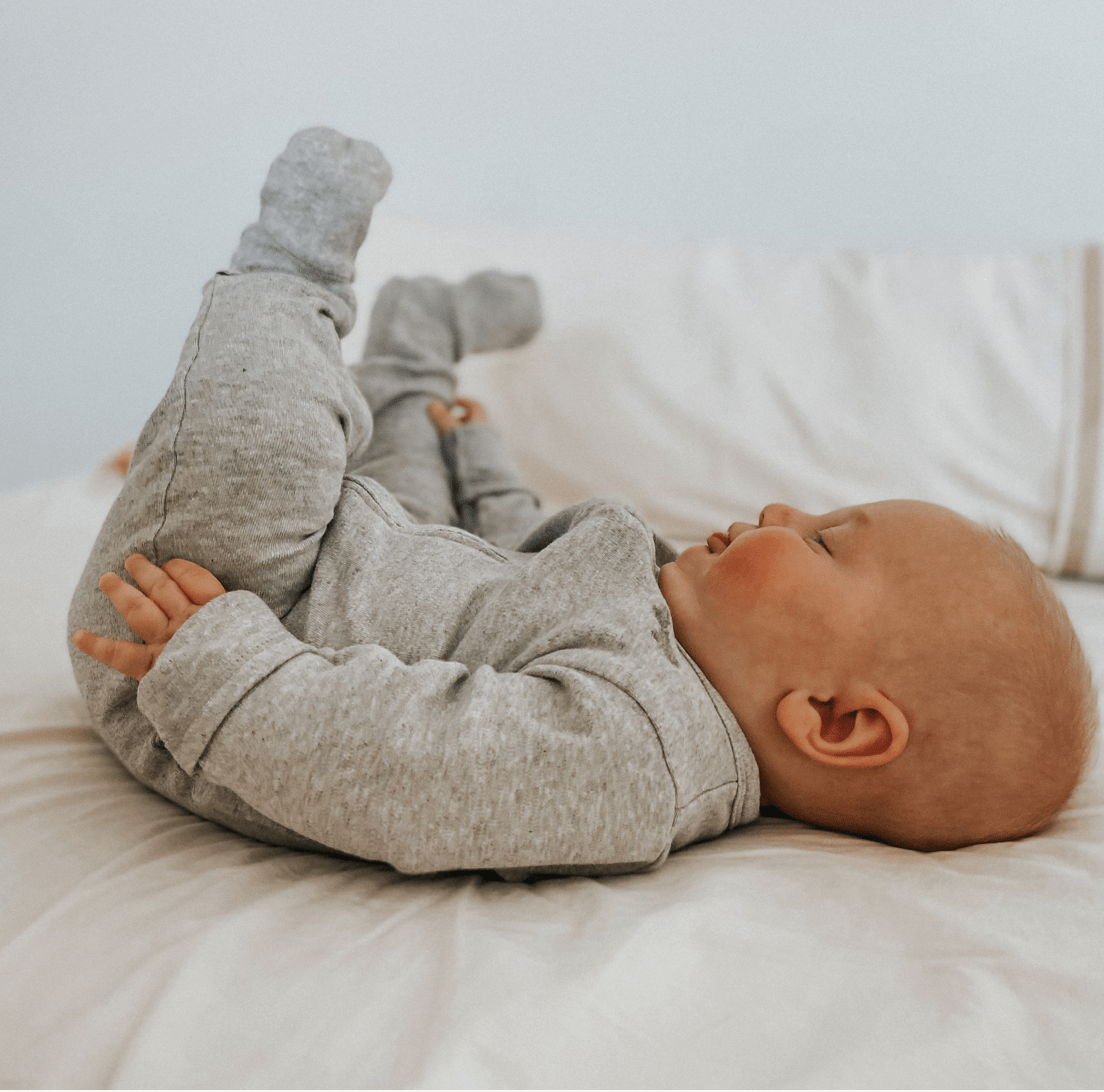 3pc Organic Cotton Footie Set | vintage aqua periwinkle & heather grey