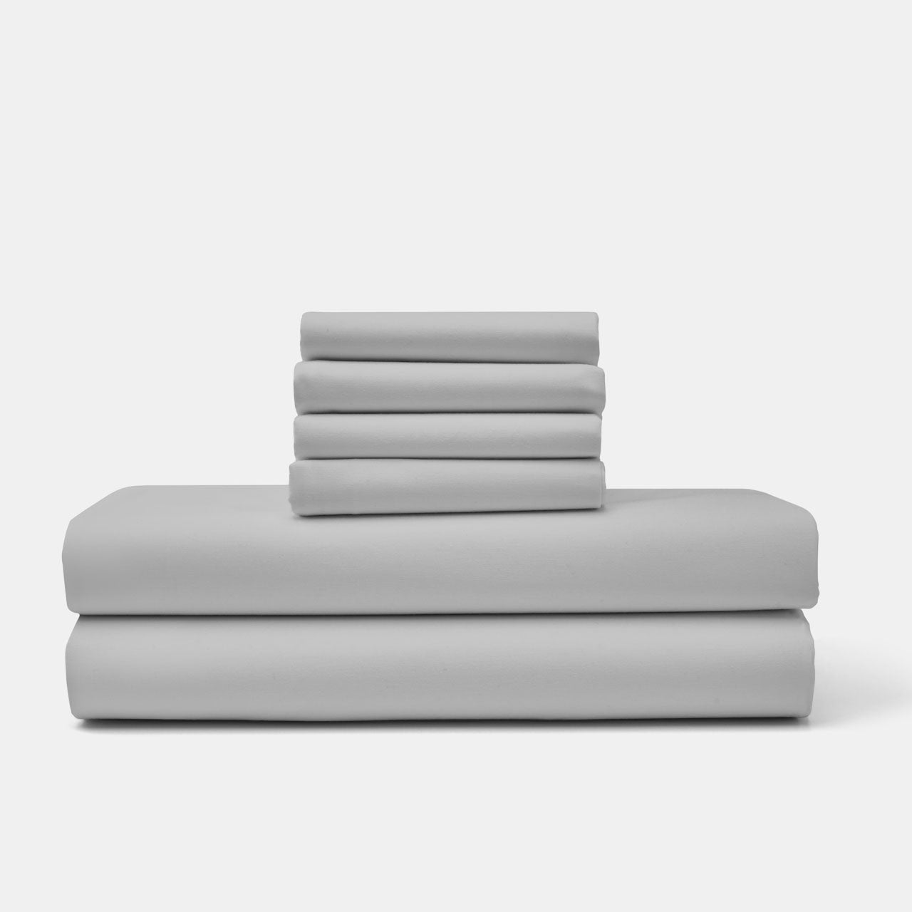 American Blossom Linens Percale Sheet Set Grey Stacked