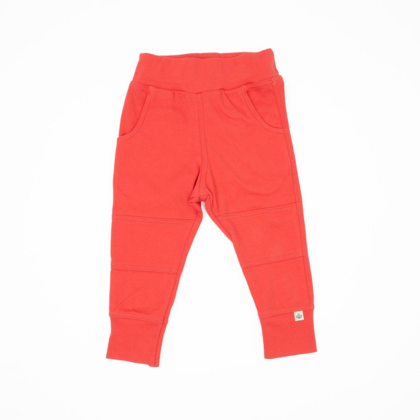 Red sweatpants on a white background