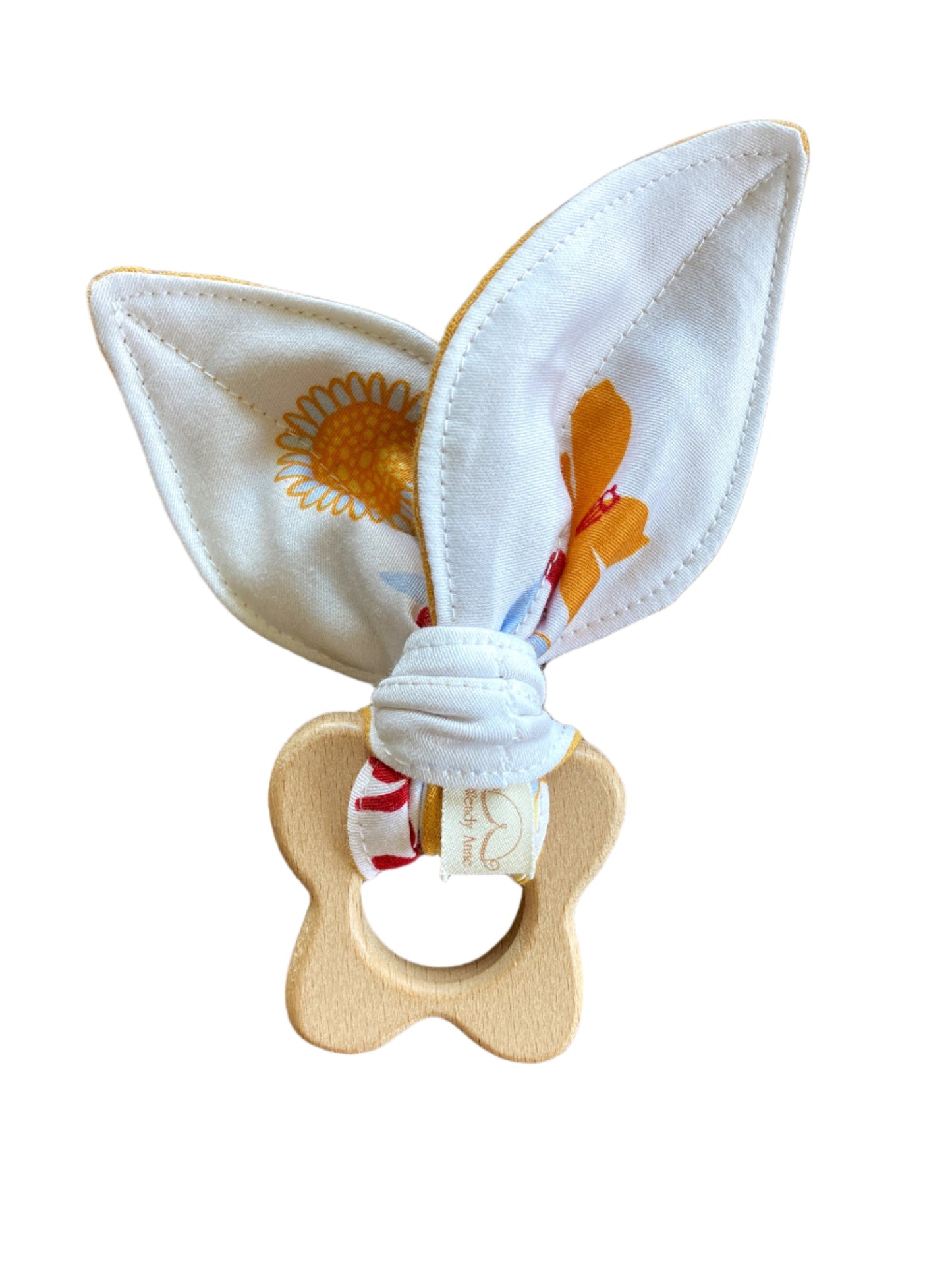 Wendy Anne,Baby Bib, 2 Burp Cloth and Teether Gift Set - 10 Flowers by Harmony Arts Organic Cotton