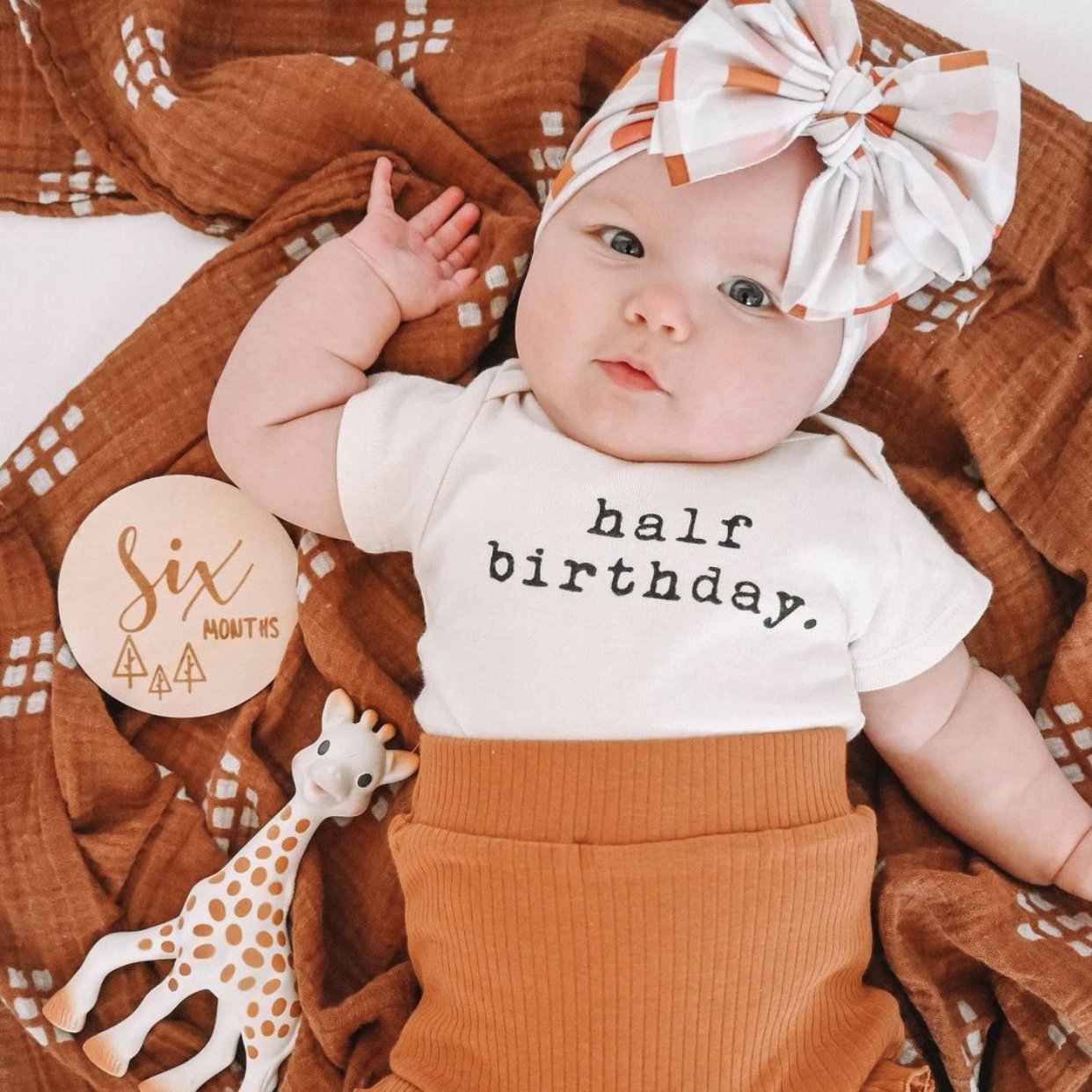 Half Birthday - Organic Short Sleeve Baby Bodysuit