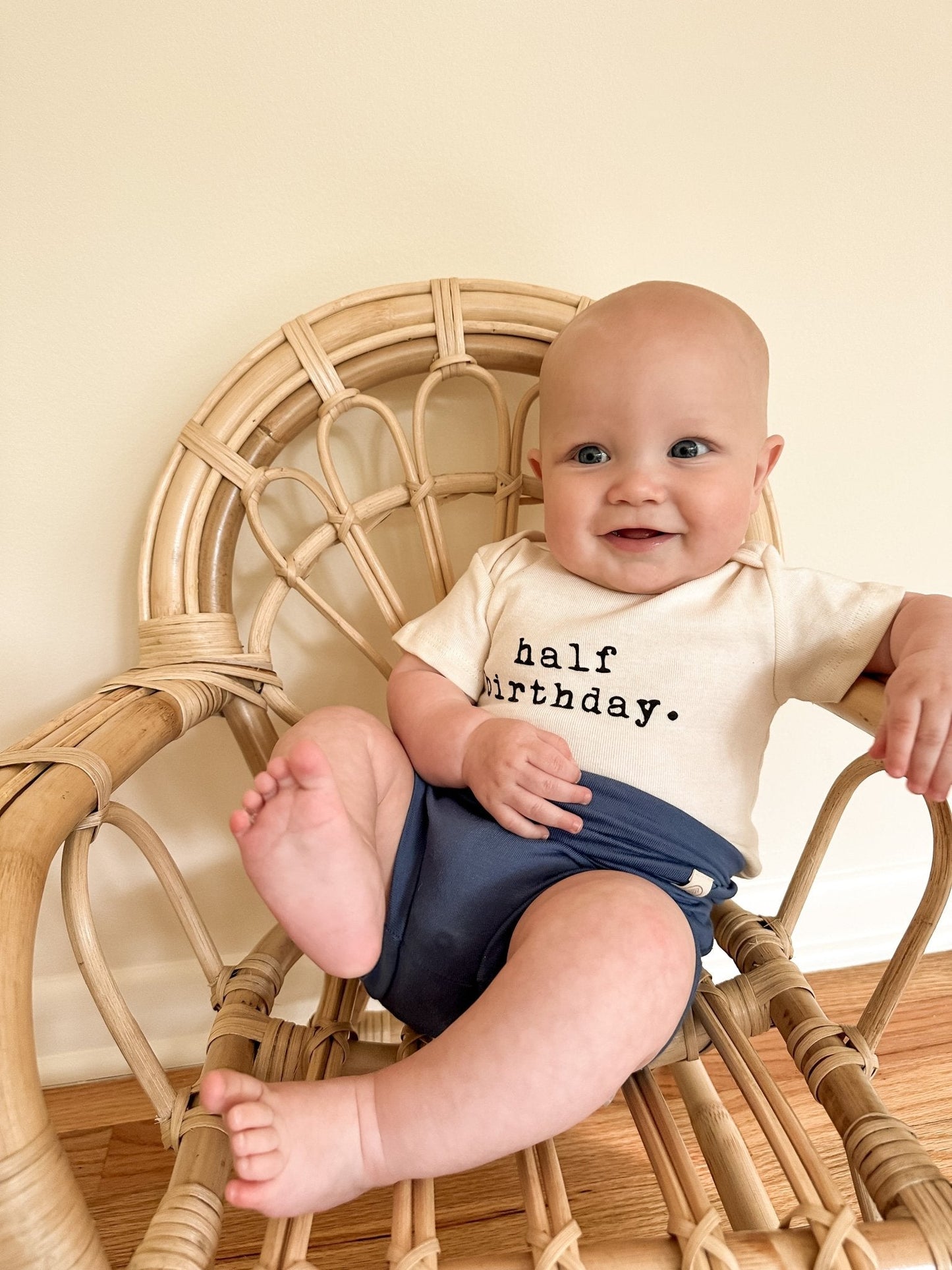 Half Birthday - Organic Short Sleeve Baby Bodysuit