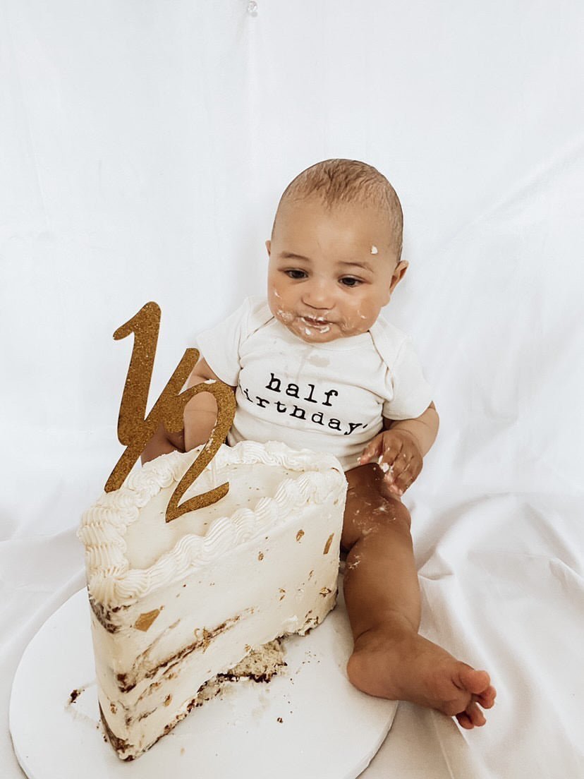 Half Birthday - Organic Short Sleeve Baby Bodysuit