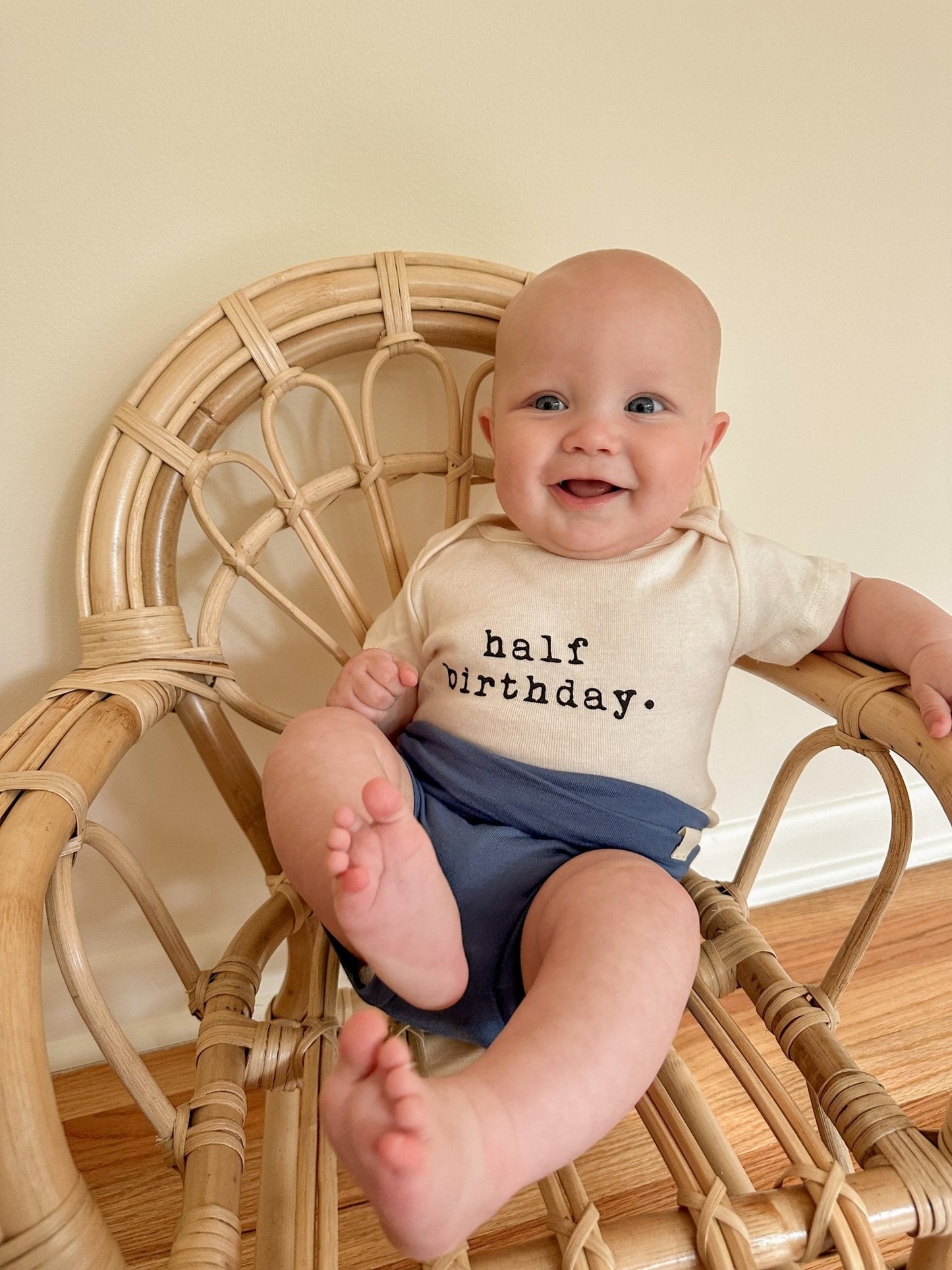 Half Birthday - Organic Short Sleeve Baby Bodysuit