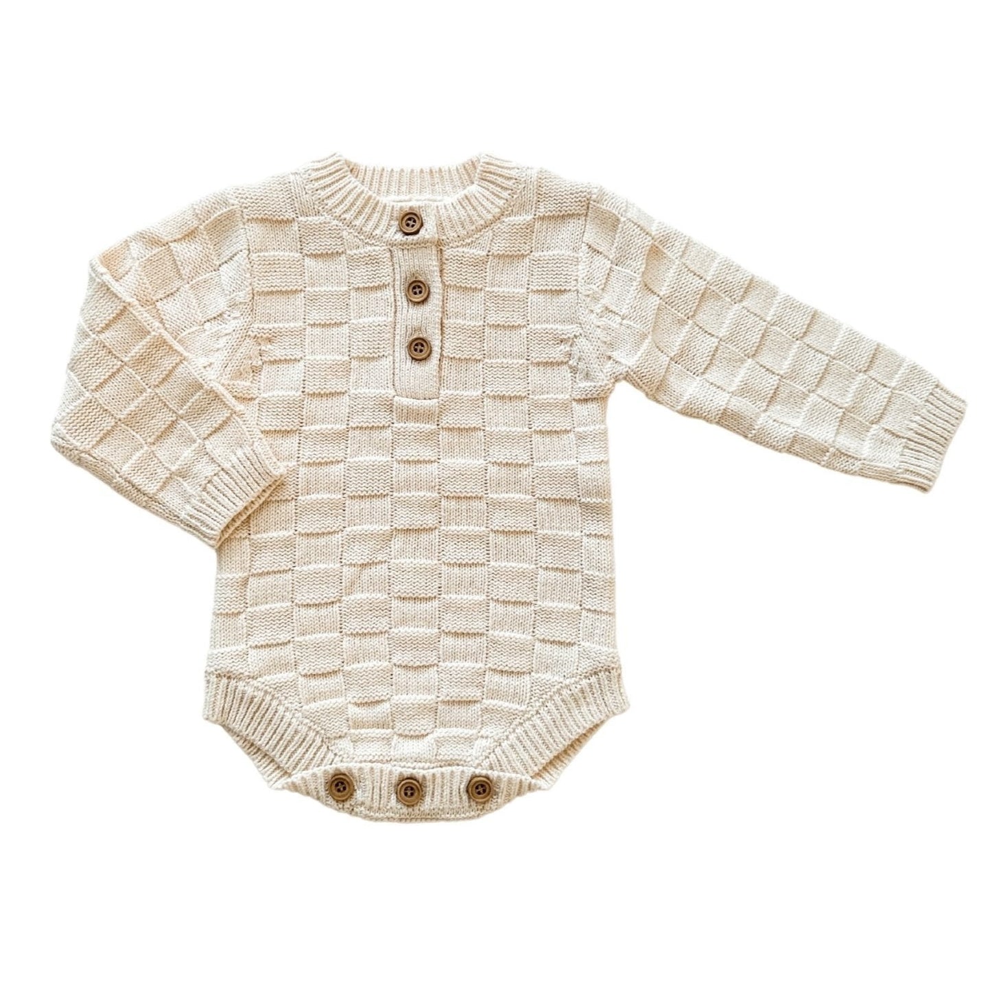 Organic Knit Bodysuit- Cream Checker