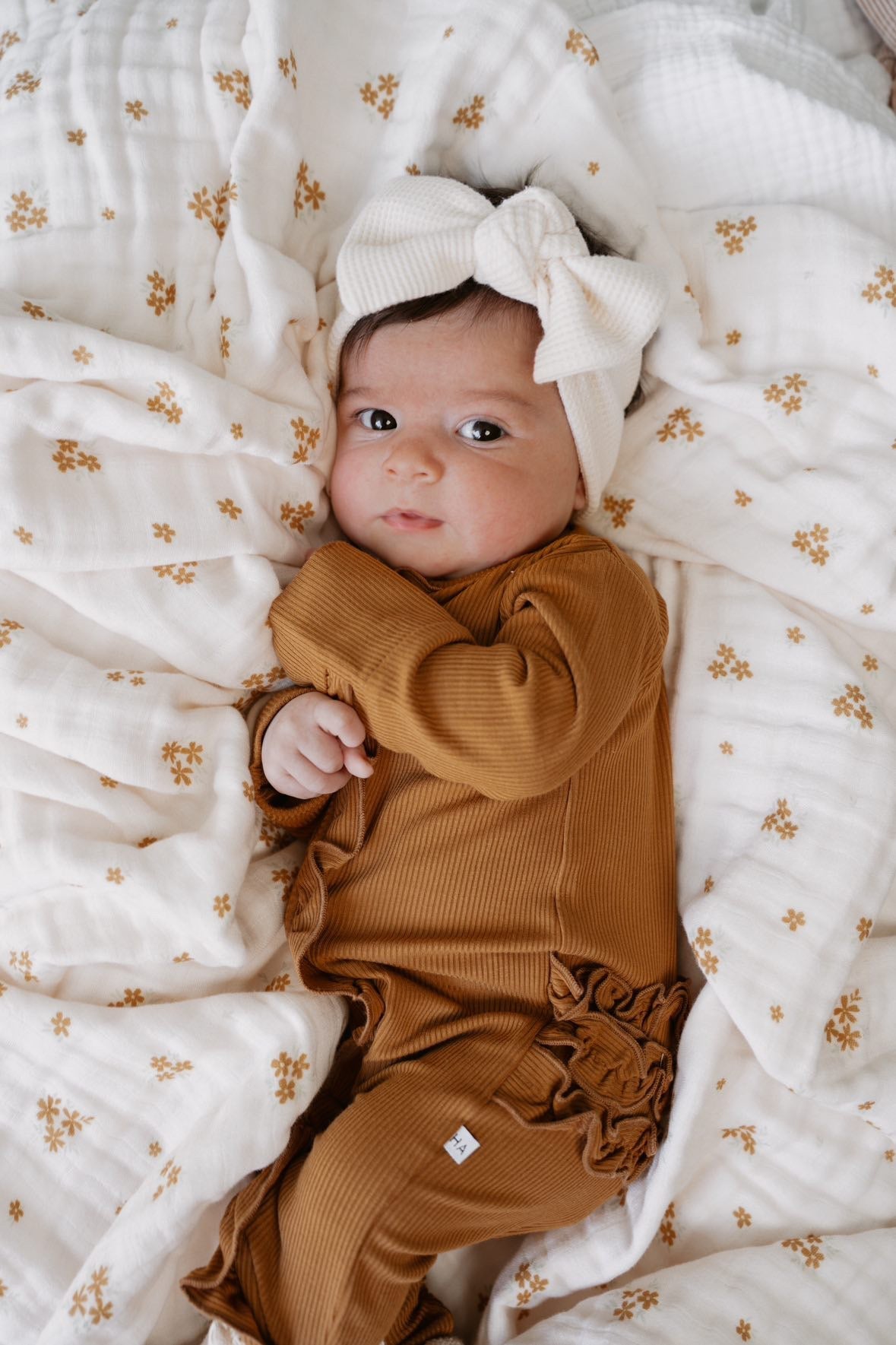 Ruffle Zipper One Piece - Caramel Ribbed
