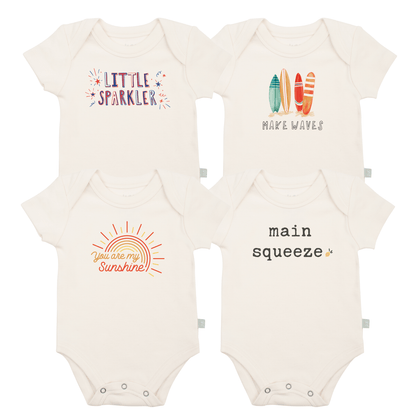 Organic Graphic Bodysuit Set | summer 4 pack + 1 free