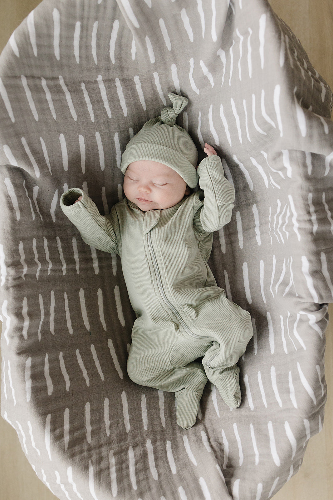 Sage Organic Cotton Ribbed Zipper Footie - Nature's Crib