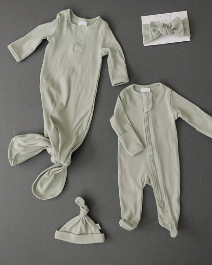 Sage Organic Cotton Ribbed Zipper Footie - Nature's Crib