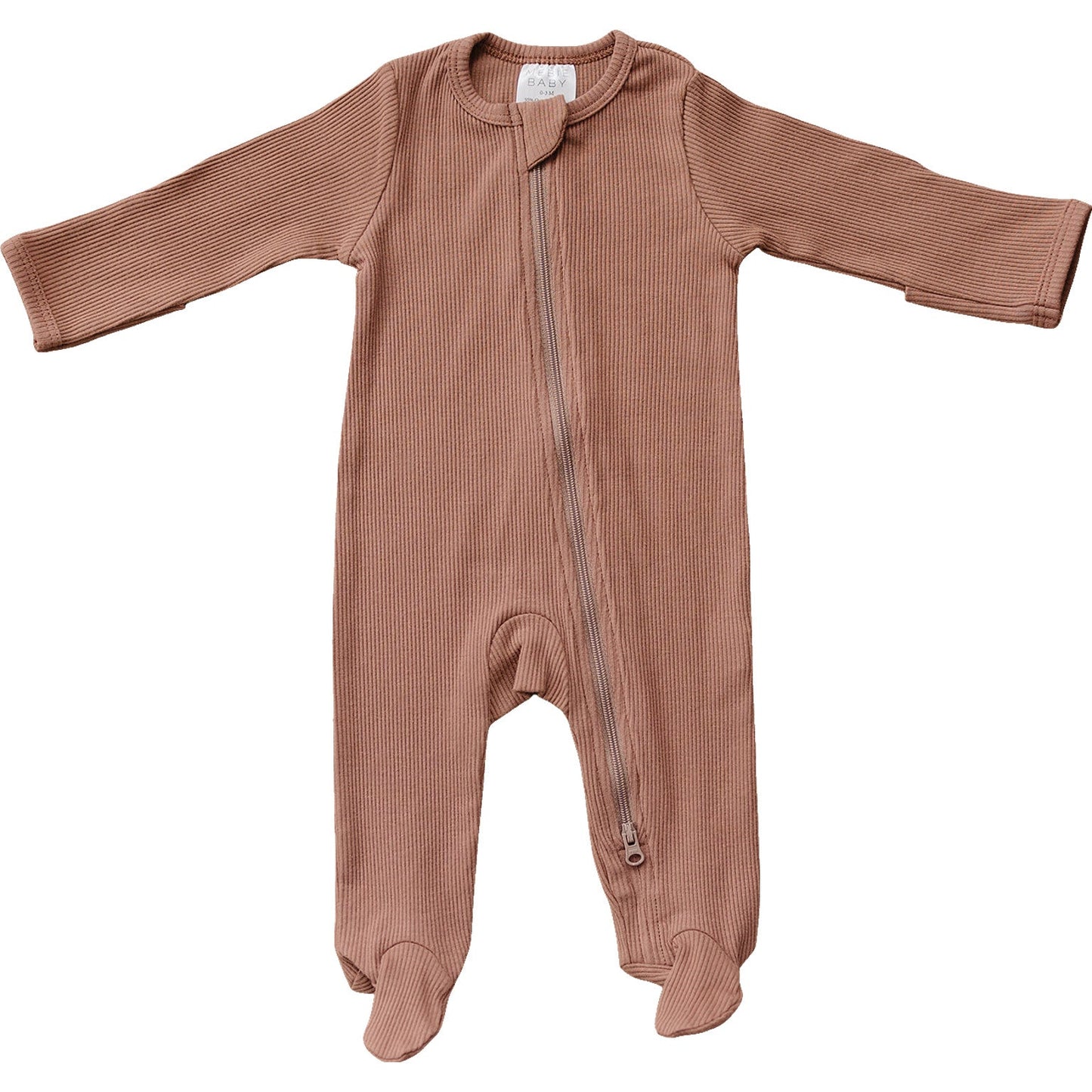 Dusty Rose Organic Cotton Ribbed Zipper Footie