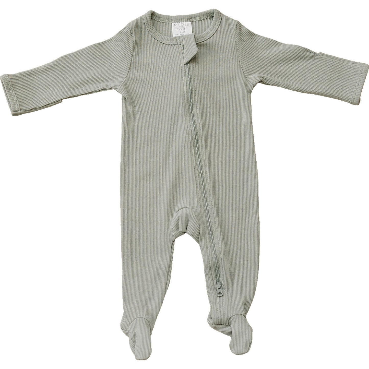 Sage Organic Cotton Ribbed Zipper Footie - Nature's Crib