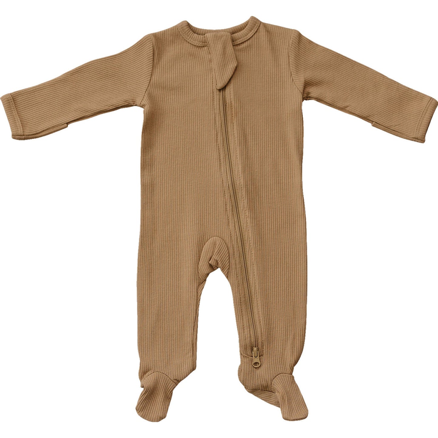 Mebie Baby,Cafe Organic Cotton Ribbed Zipper Footie