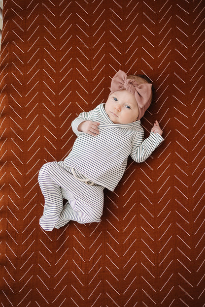 Rust Mudcloth Muslin Crib Sheet