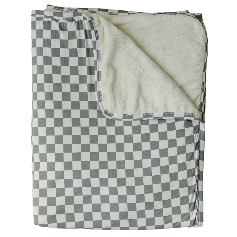 Light Green Checkered Bamboo Fleece Quilt - Nature's Crib