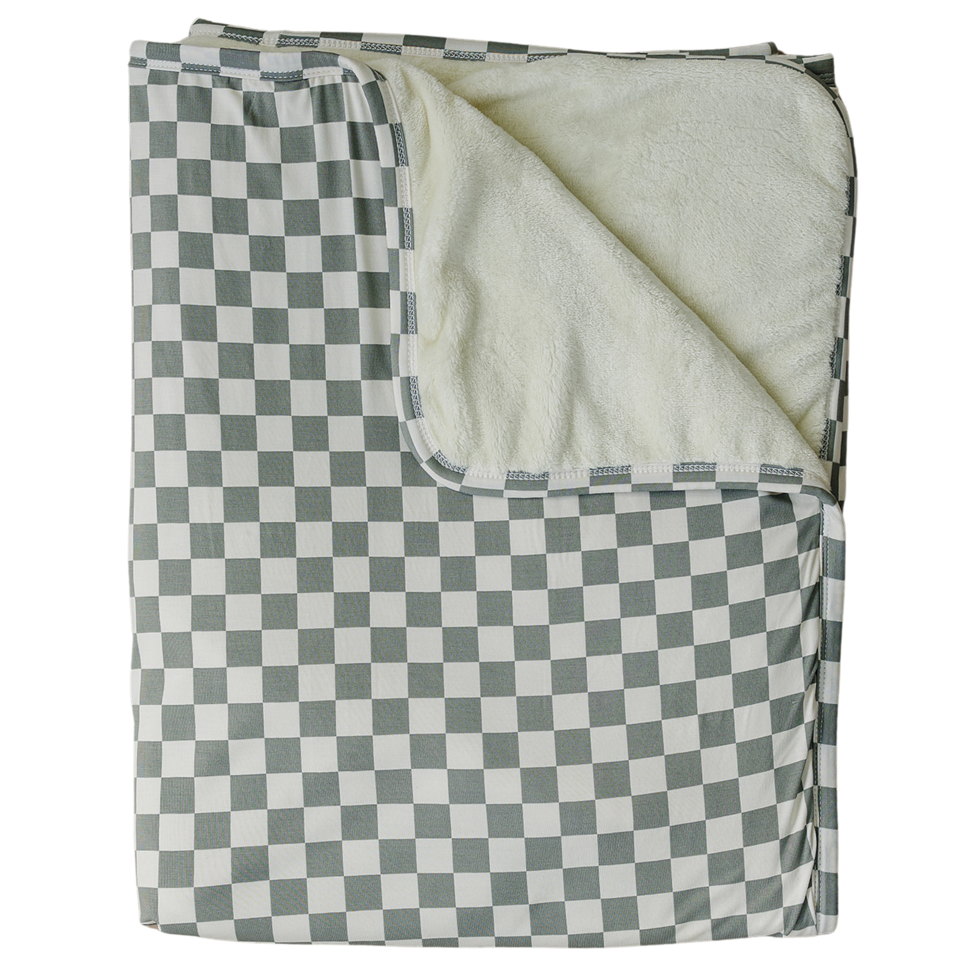 Light Green Checkered Bamboo Fleece Quilt