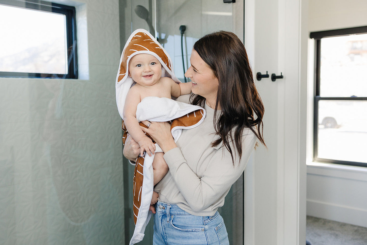 Mustard Mudcloth Muslin Hooded Towel - Nature's Crib