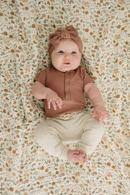 Dusty Rose Organic Cotton Ribbed Snap Bodysuit - Nature's Crib