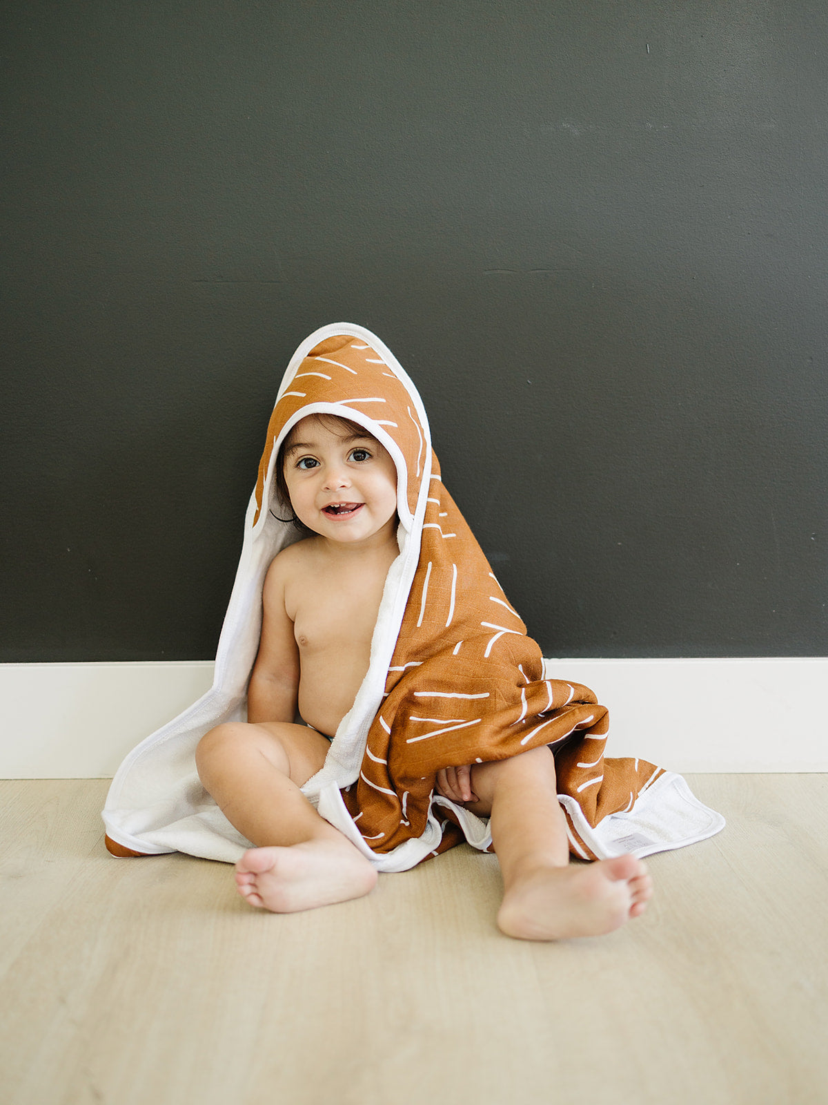 Mustard Mudcloth Muslin Hooded Towel - Nature's Crib