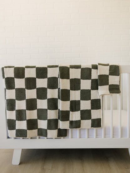 Green Checkered Plush Blanket - Nature's Crib