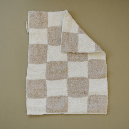 Taupe Checkered Plush Blanket - Nature's Crib