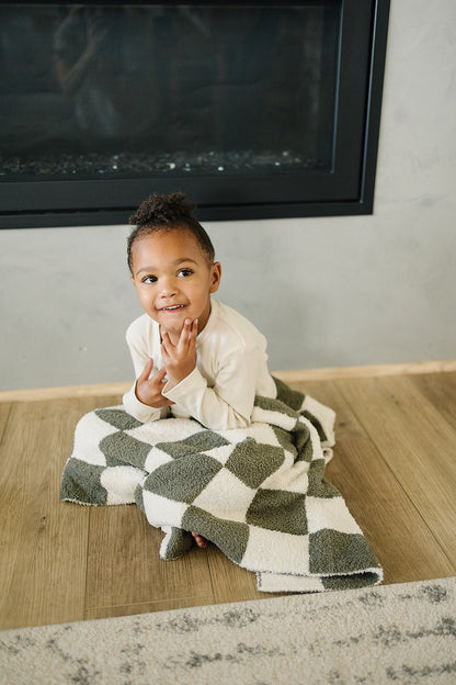 Green Checkered Plush Blanket - Nature's Crib