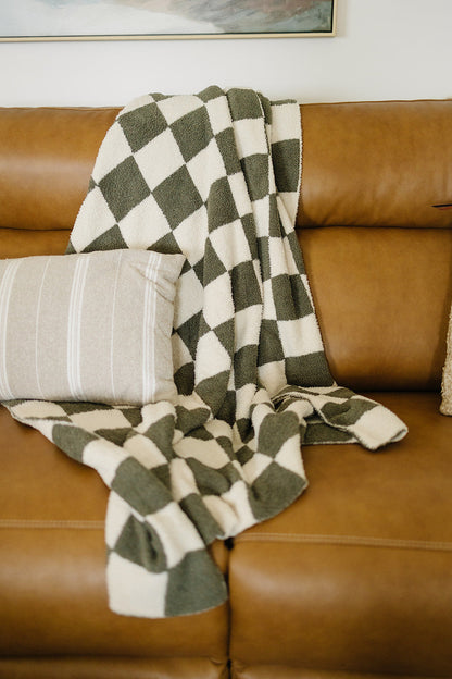 Green Checkered Plush Blanket - Nature's Crib