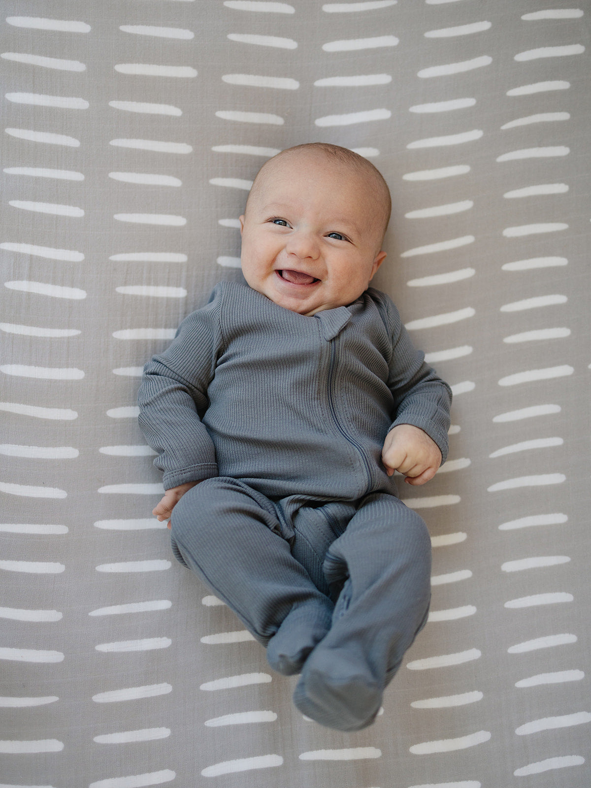 Mebie Baby,Charcoal Organic Cotton Ribbed Zipper Footie