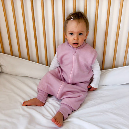 2-Layer Merino Wool Sleep Sack with Open Legs - rose pink
