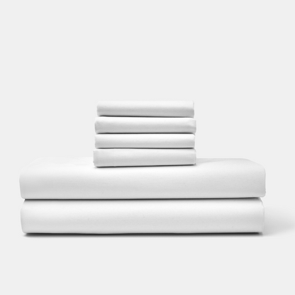 American Blossom Linens Percale Sheet  Set White Stacked