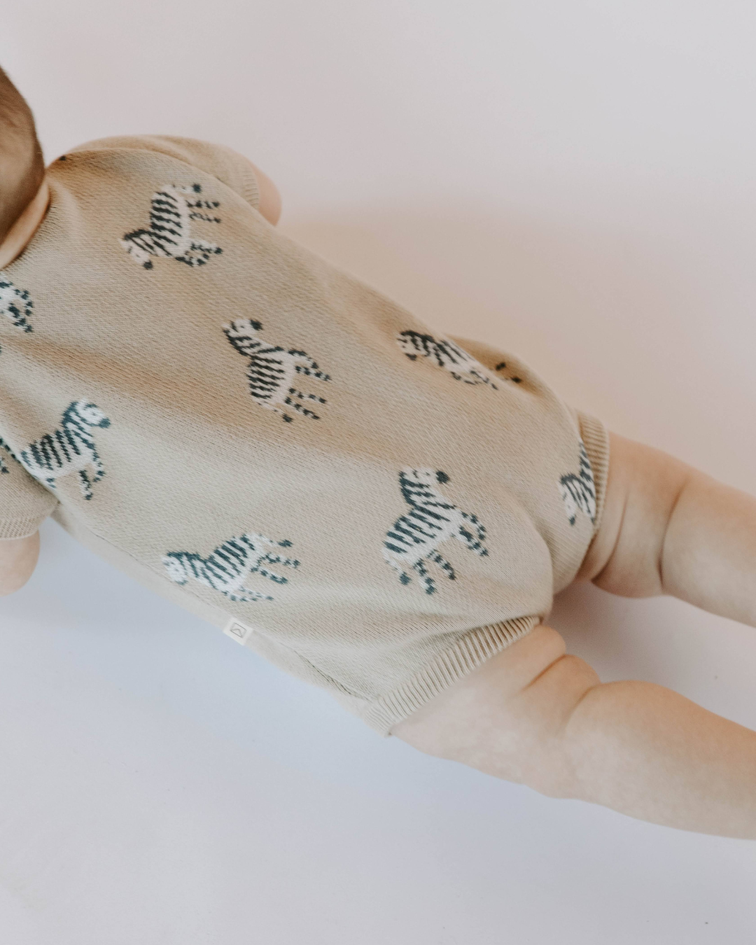 Organic Cotton Knit Jacquard Playsuit in Zebra
