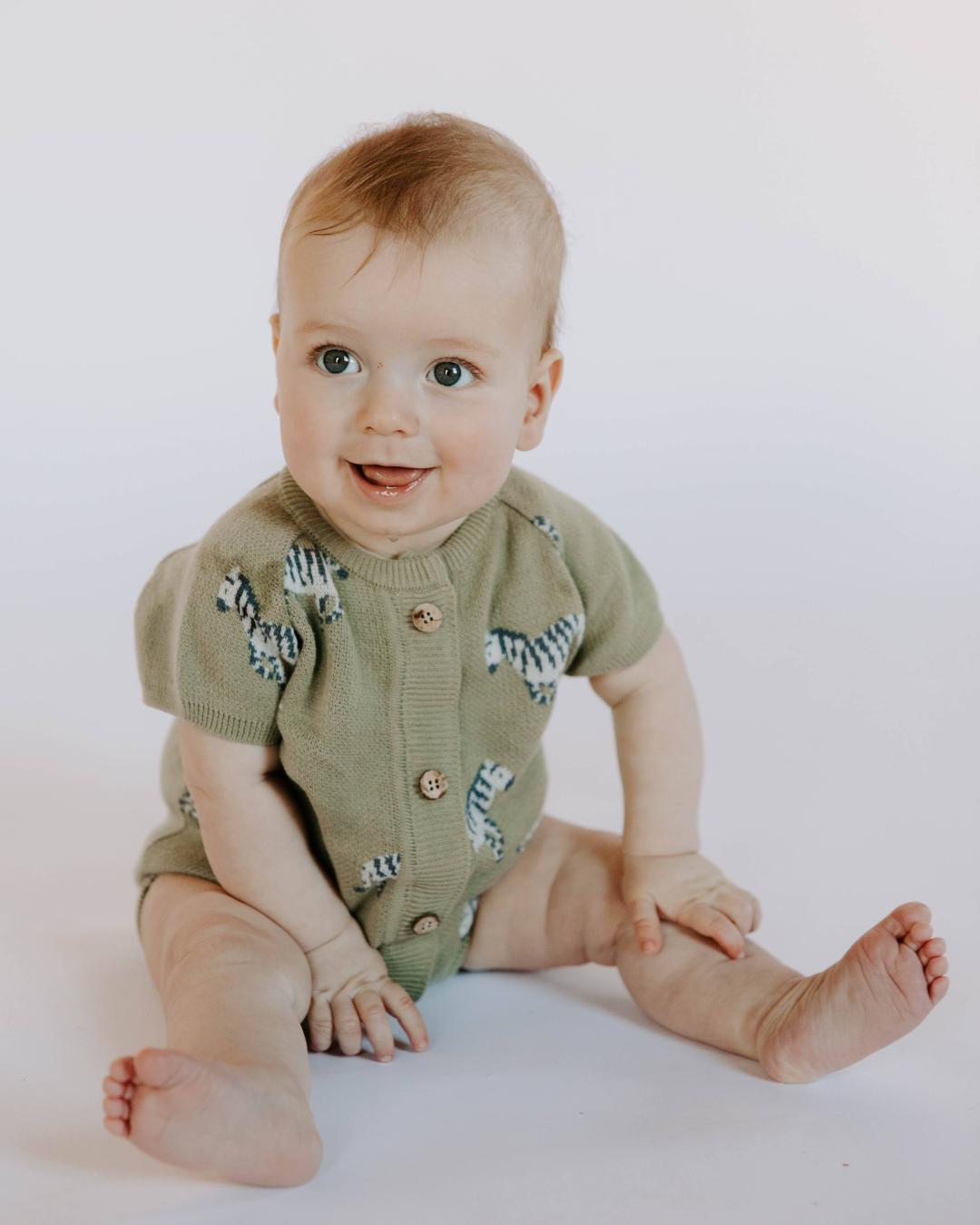 Organic Cotton Knit Jacquard Playsuit in Zebra