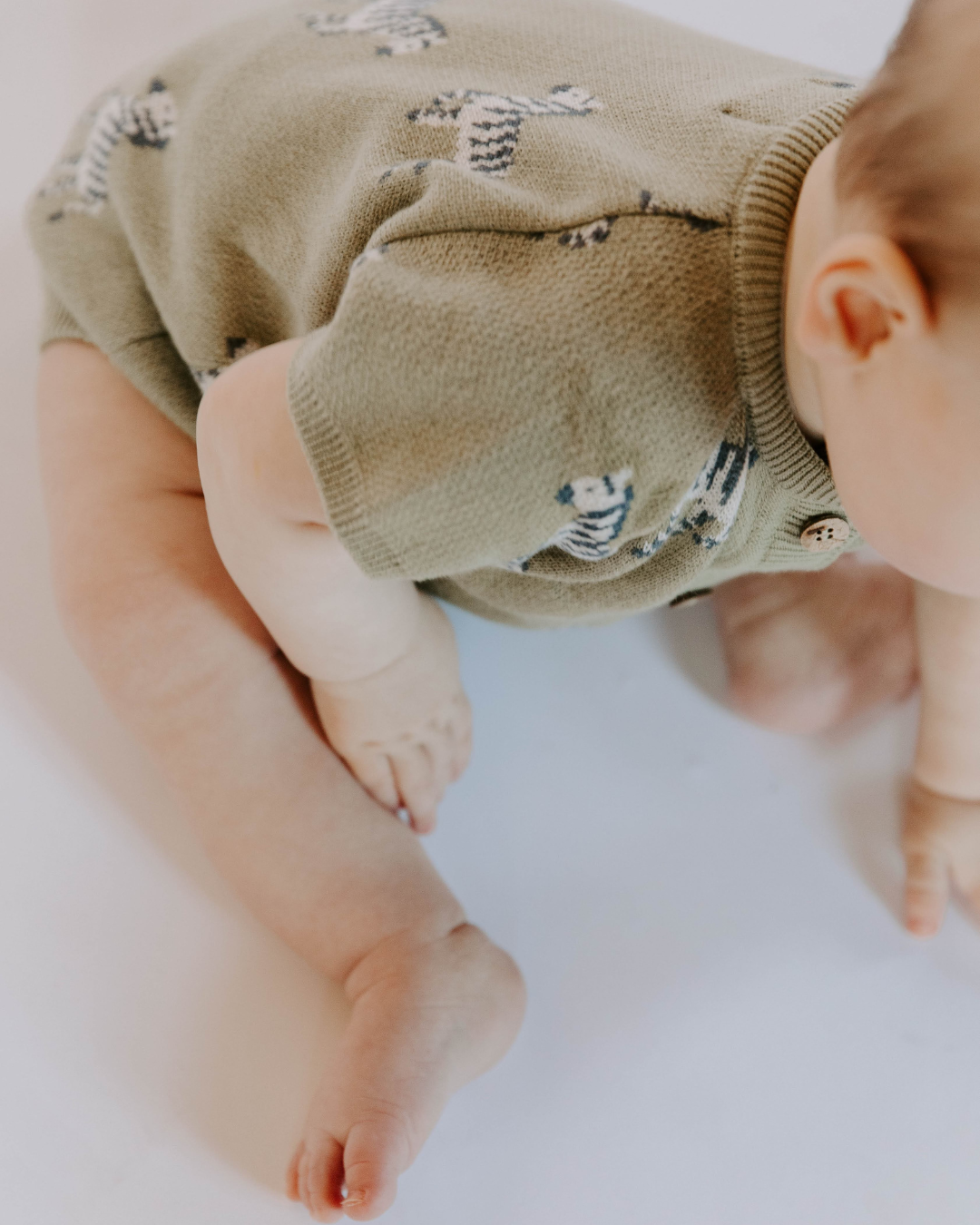 Organic Cotton Knit Jacquard Playsuit in Zebra