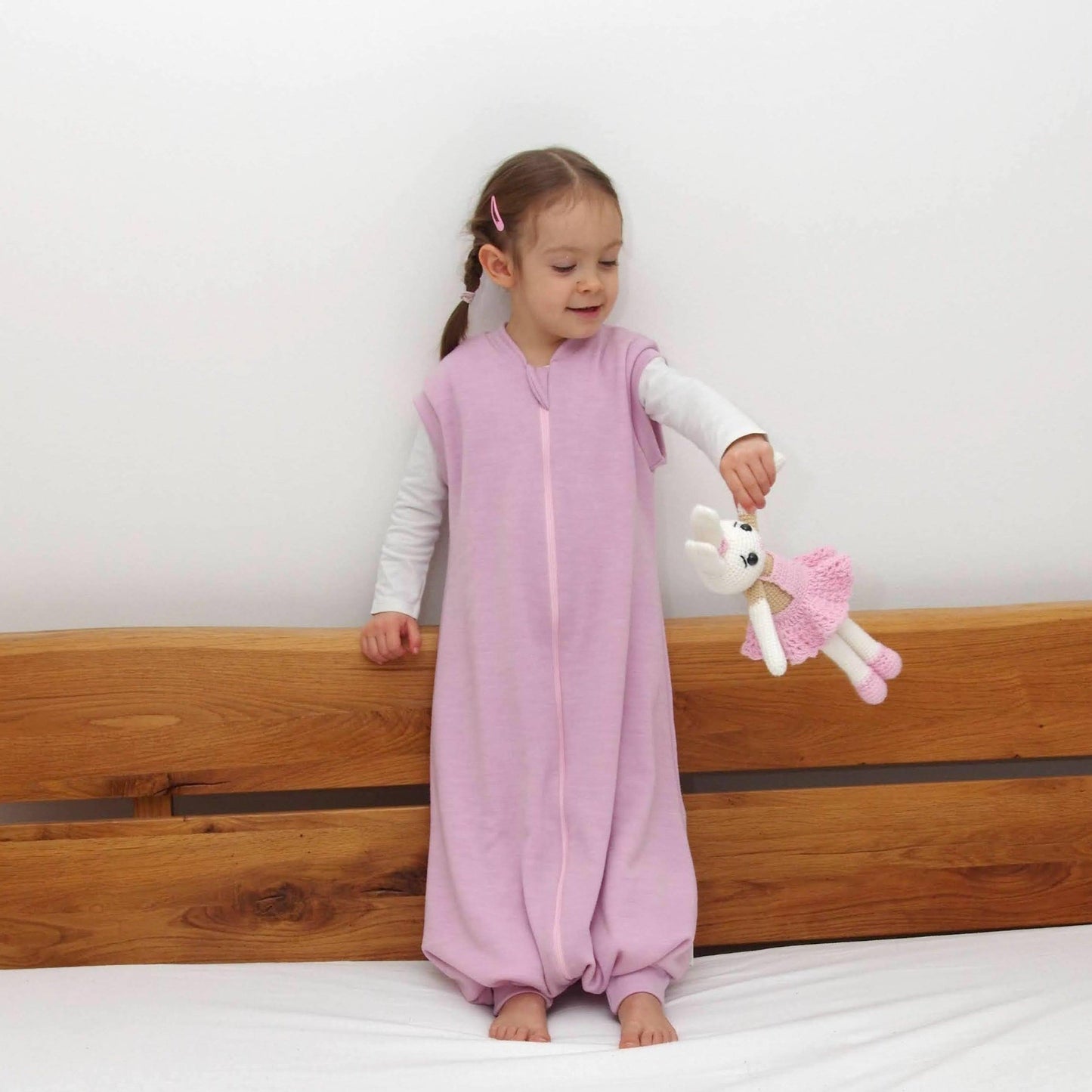 2-Layer Merino Wool Sleep Sack with Open Legs - rose pink