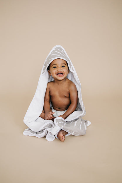 Grey Dash Muslin Hooded Towel - Nature's Crib