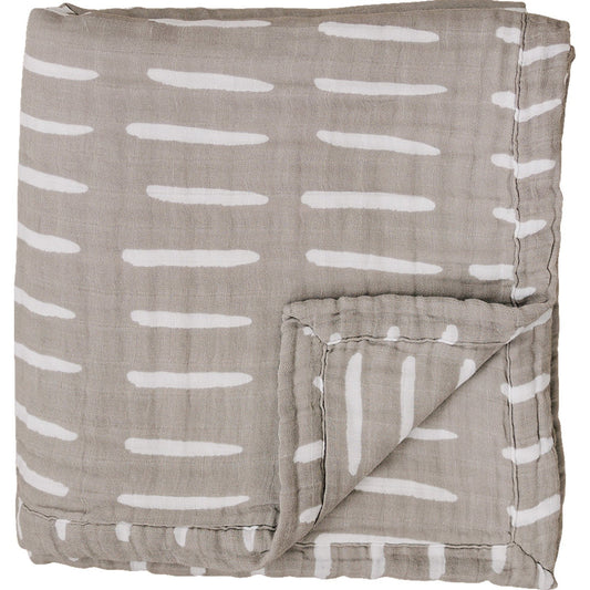 Grey Dash Muslin Quilt - Nature's Crib