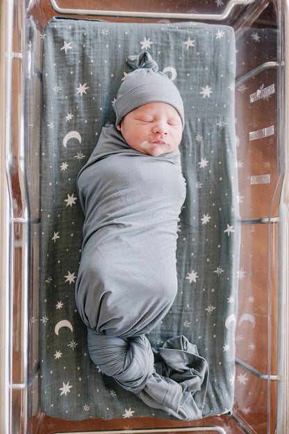 Dusty Blue Bamboo Stretch Swaddle