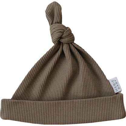 Mebie Baby,Cocoa Organic Ribbed Newborn Knot Hat