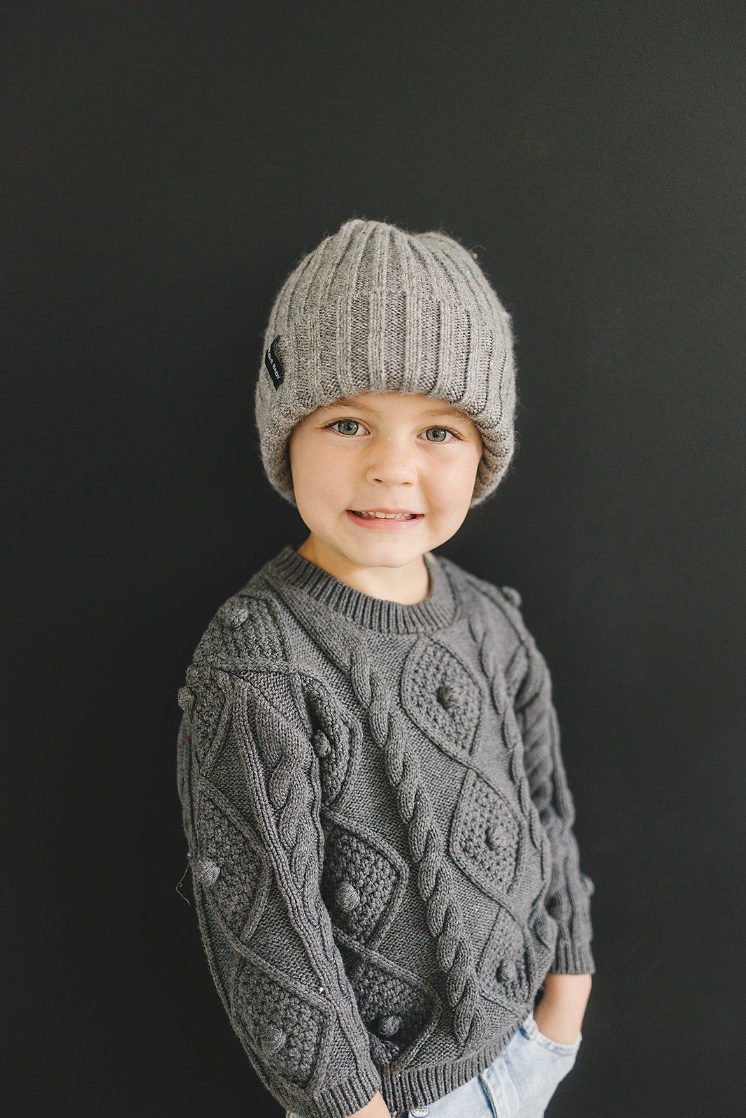 Grey Chunky Knit Beanie - Nature's Crib