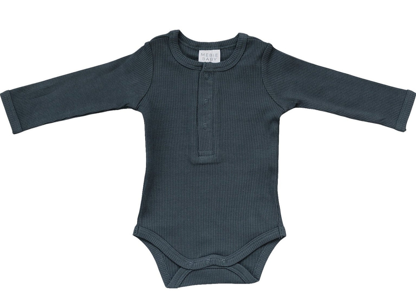 Charcoal Organic Snap Long Sleeve Ribbed Bodysuit