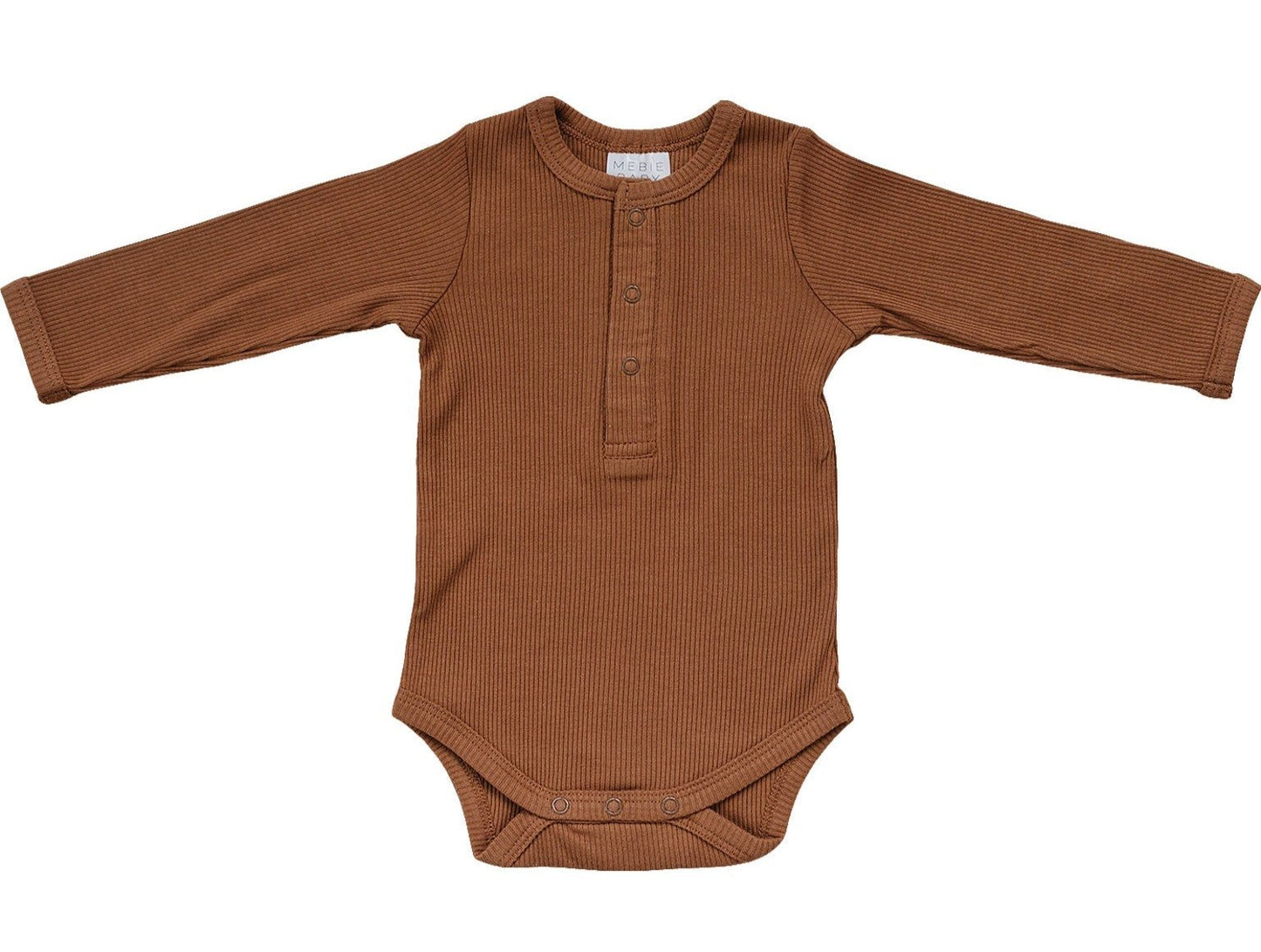 Rust Organic Snap Long Sleeve Ribbed Bodysuit