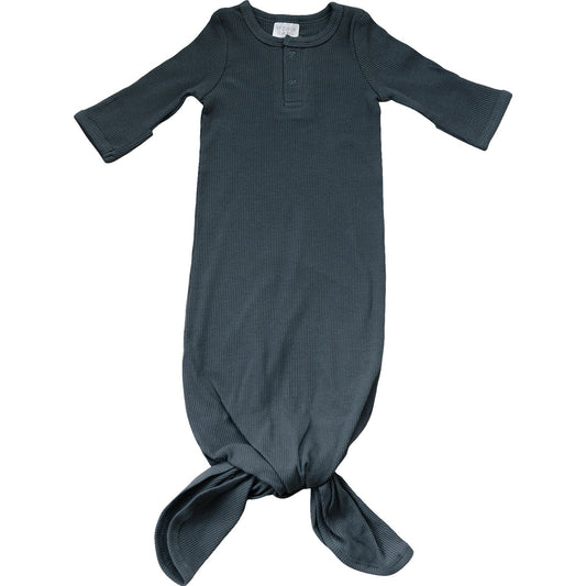 Mebie Baby,Charcoal Organic Cotton Ribbed Knot Gown