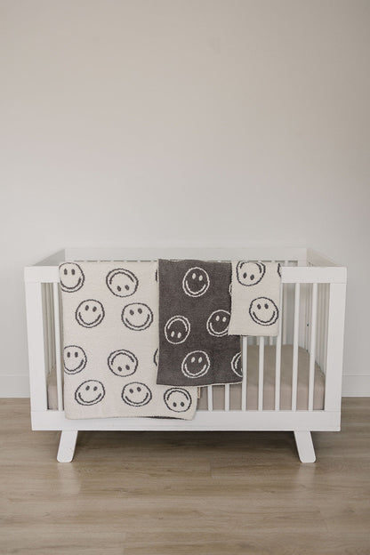 Mebie Baby,Charcoal Smiley Plush Blanket