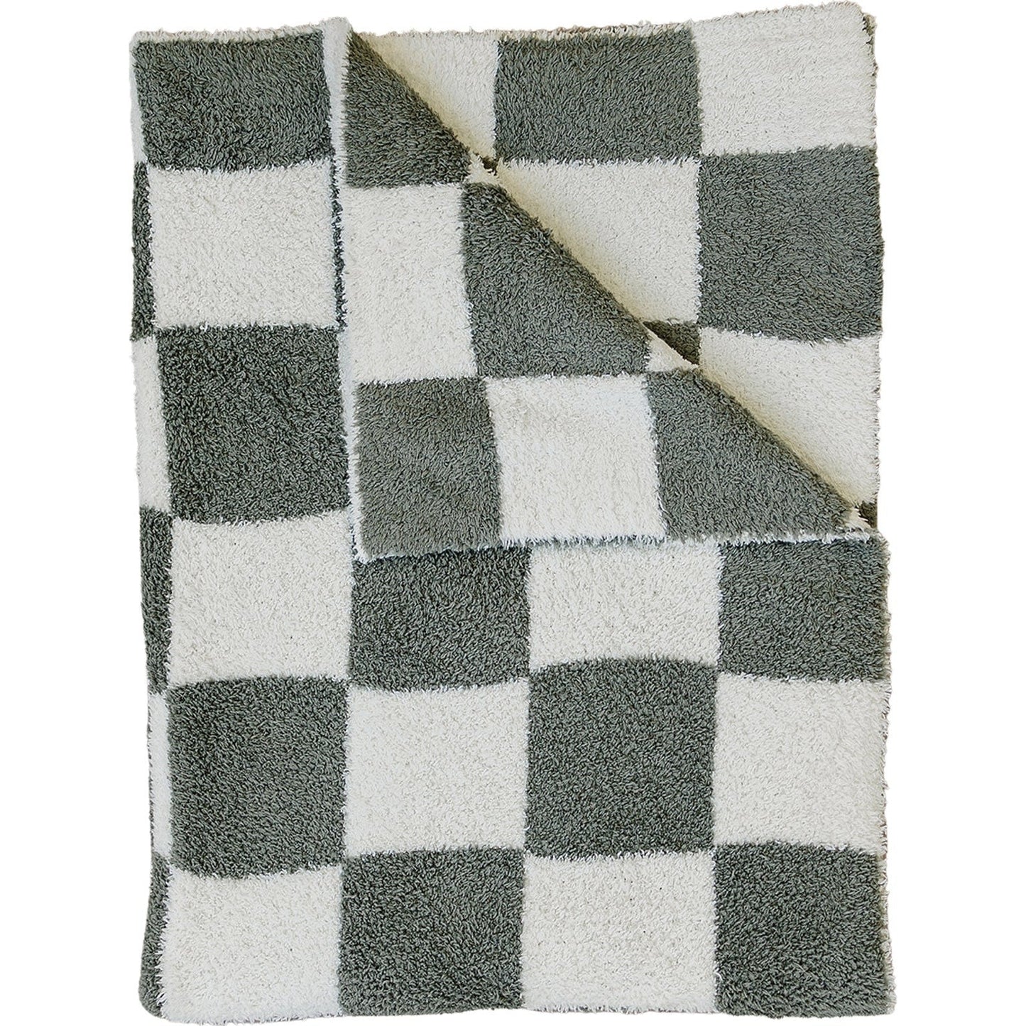 Green Checkered Plush Blanket - Nature's Crib