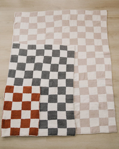 Mebie Baby,Charcoal Checkered Plush Blanket