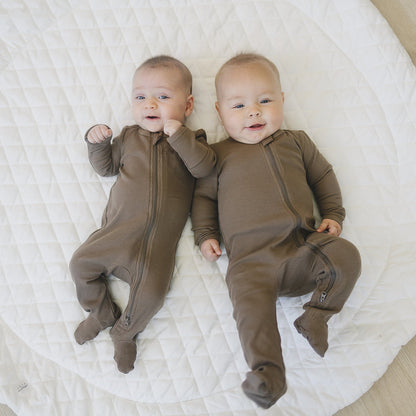 Mebie Baby,Cocoa Organic Cotton Ribbed Zipper Footie