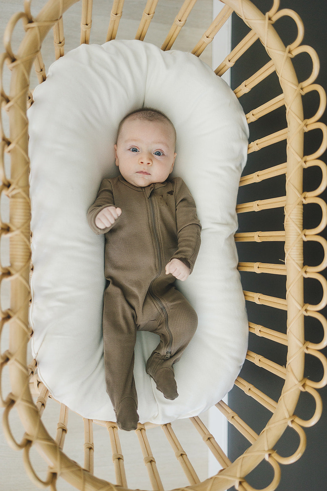 Mebie Baby,Cocoa Organic Cotton Ribbed Zipper Footie