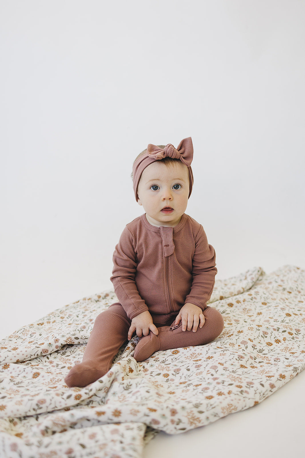 Dusty Rose Organic Cotton Ribbed Zipper Footie - Nature's Crib